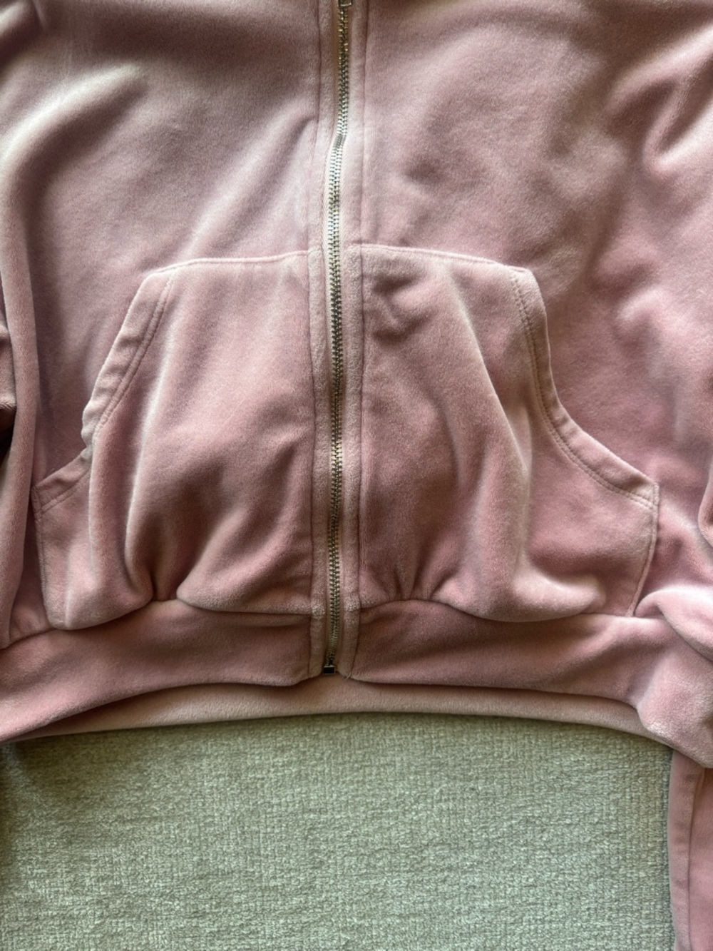 Y2K Pink Velour Cropped Zip Hoodie | Juicy Inspired | Coquette Sporty | Size M - Picture 5 of 7